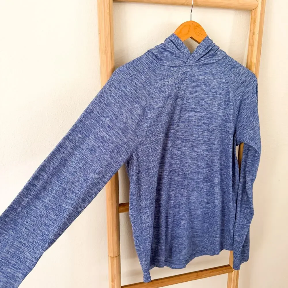 J.Crew Performance Hooded Shirt Men’s Small Blue Heather Raglan Lightweight